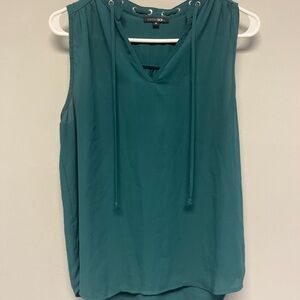Papermoon Teal V-Neck Sleeveless Tie-Detail Top